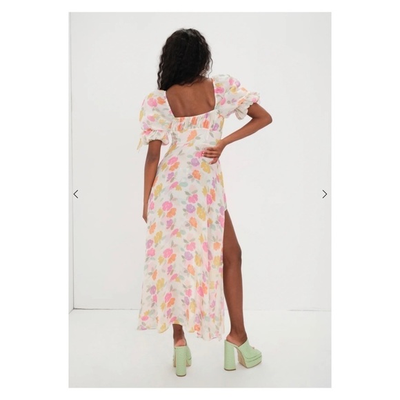 NWT FOR LOVE AND LEMONS FLL Petal Midi Dress High Slit Asymmetric Small Easter - Picture 5 of 16
